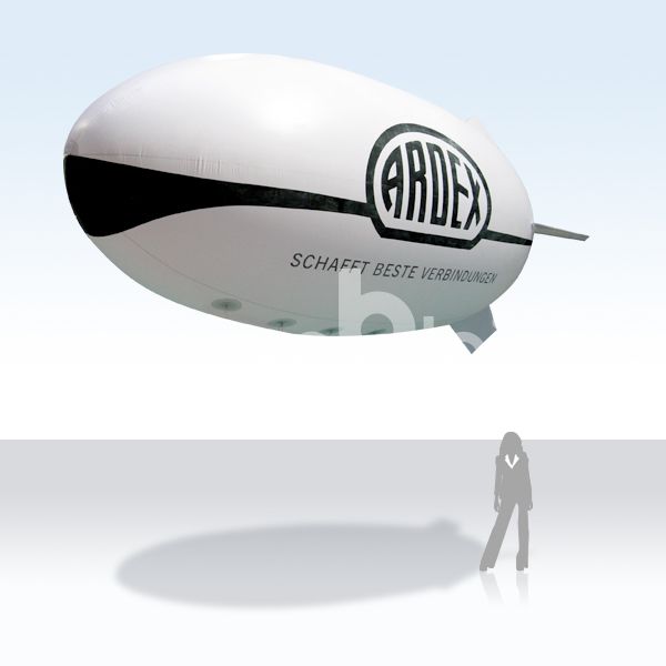 Werbezeppelin / Luftschiff ardex - no problaim fertigt Heliumobjekte nach Kundenwunsch